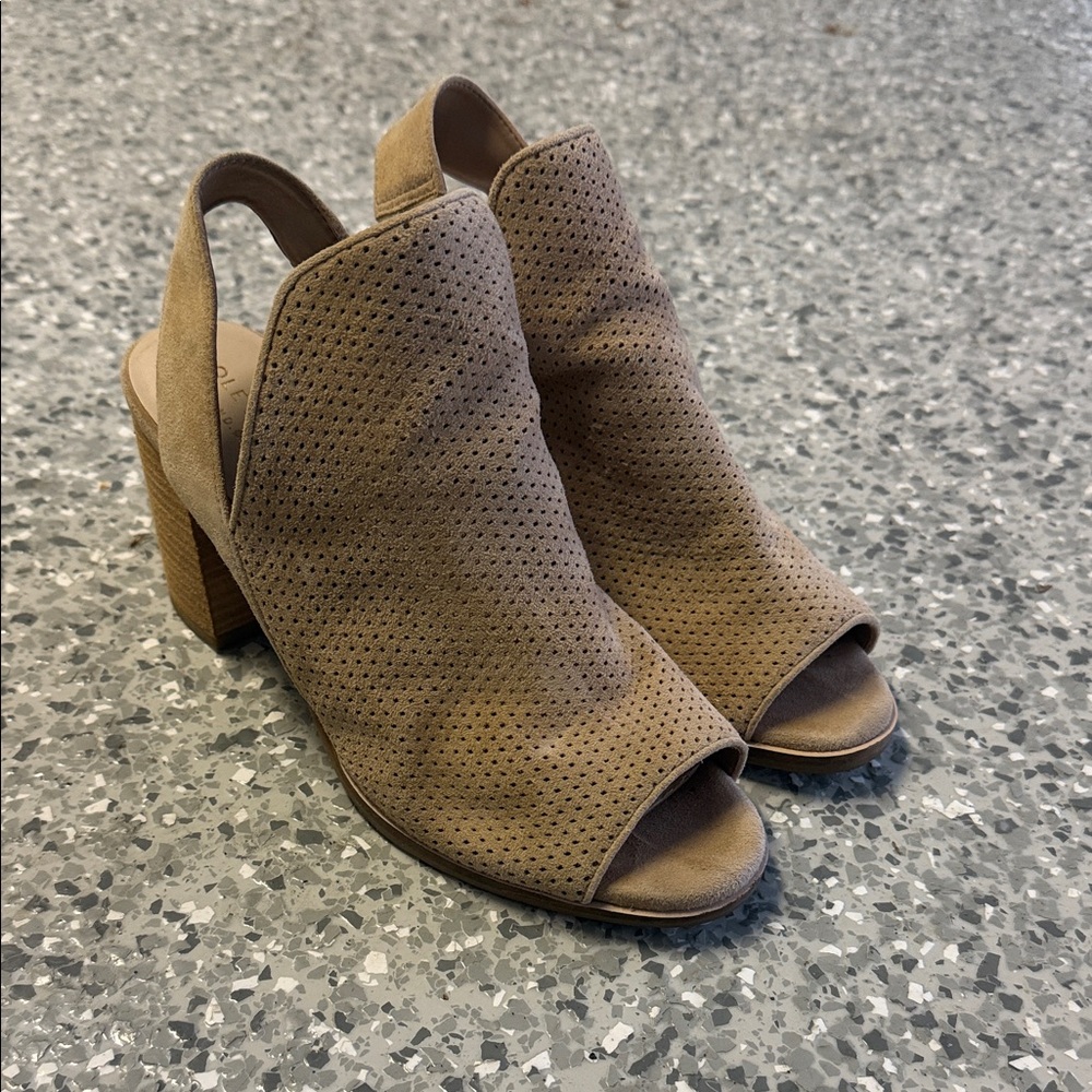 Cole Haan Tan Perforated Slingback Heels